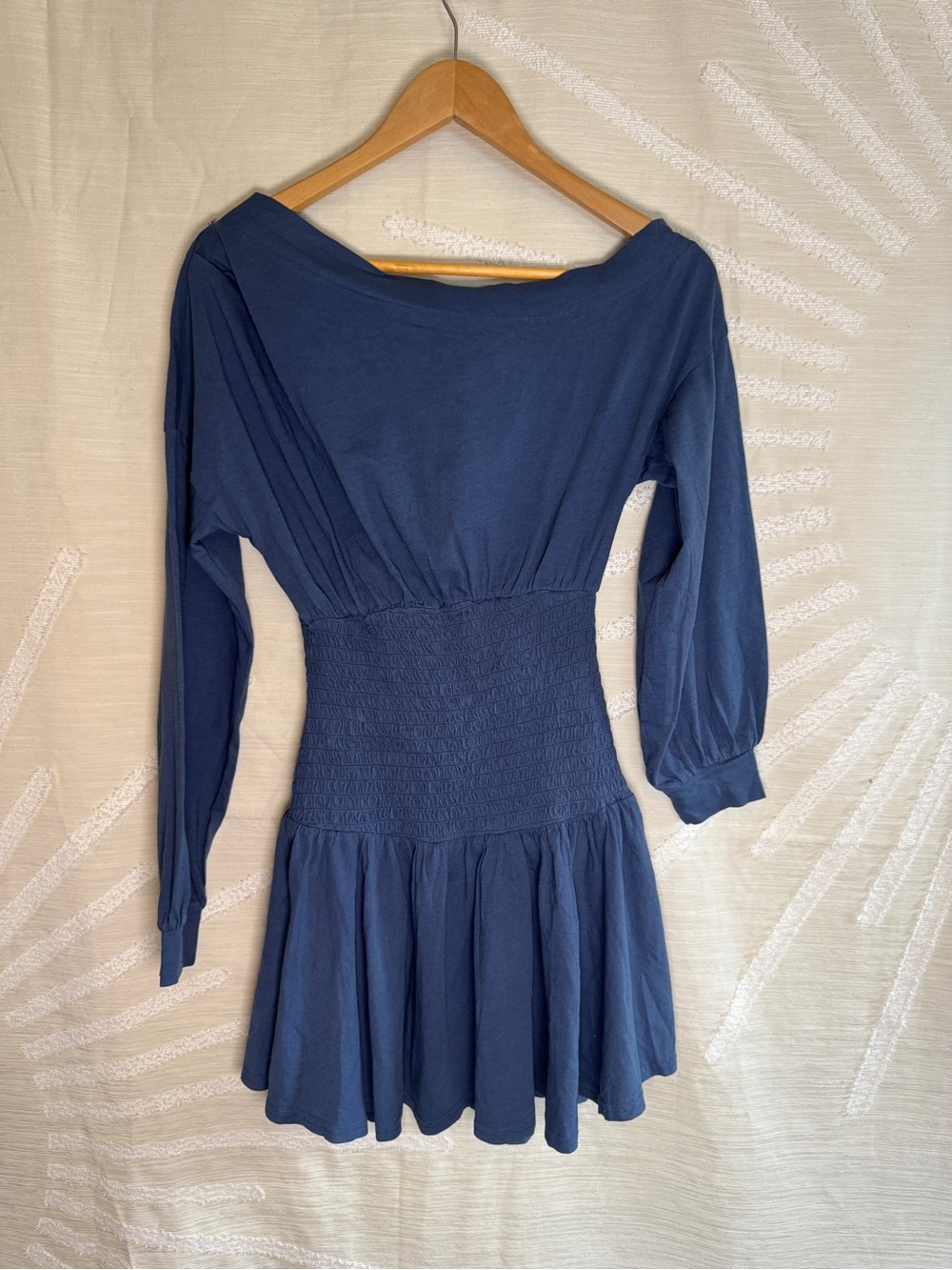 free-est Free People Scorching Hot Long Sleeve Mini Dress Womens XS Navy Seas - Picture 2 of 8